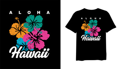 Aloha Hawaii t-shirt design. hibiscus flowers t shirt design. t-shirt design vector for print. Hawaii logo design vector illustration. quotes for t shirt