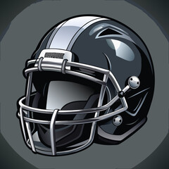 Fototapeta premium American Football Helmet Illustration Black and Silver