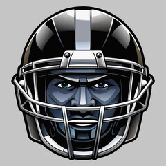 American Football Player Head in Helmet Graphic Illustration