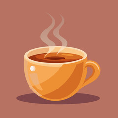 Aromatic Hot Coffee in a Yellow Mug Steaming