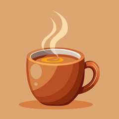 A Warm Cup of Coffee or Tea Steaming on a Tan Background