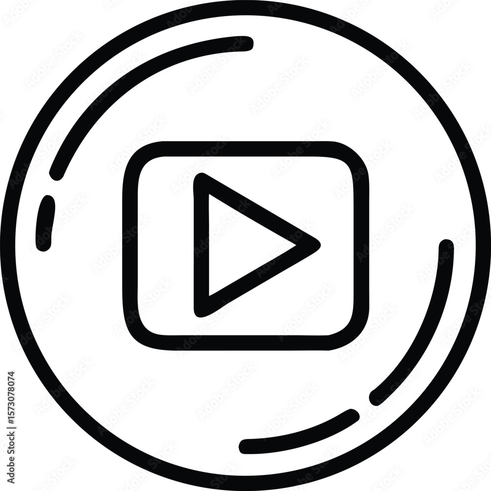 Poster vector art of a play button icon is neatly placed inside a circular frame