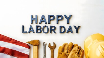Happy Labor Day: Celebrating Workers with Tools and American Flag