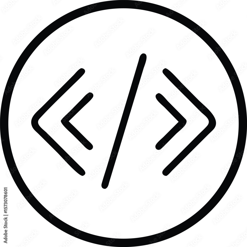Poster vector art of a simple code icon with arrows, symbolizing programming
