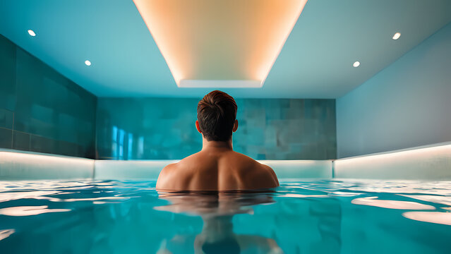 Relaxation and tranquility in a serene indoor pool setting during a calm afternoon Generative AI