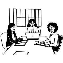 Happy multiethnic smiling business women working together in office