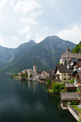 Fototapeta premium Hallstatt. A picturesque lake village among the Alps.