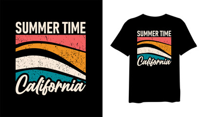 Summer Time t-shirt design. retro t shirt design. t-shirt design vector for print. California logo design vector illustration. quotes for t shirt