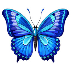 Vibrant Blue Morpho Butterfly Illustration Isolated on White Background
