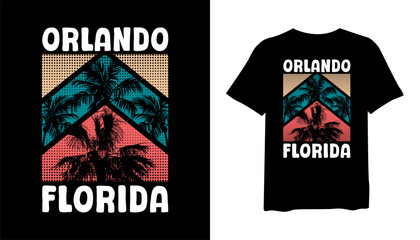 Orlando Florida t-shirt design. palm trees silhouette t shirt design. t-shirt design vector for print. logo design vector illustration. quotes for t shirt