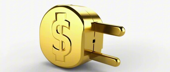 2:35:1 A gold power plug with an engraved dollar sign ($)