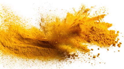  Vibrant Yellow Turmeric Powder Splash High Resolution on Transparent Background