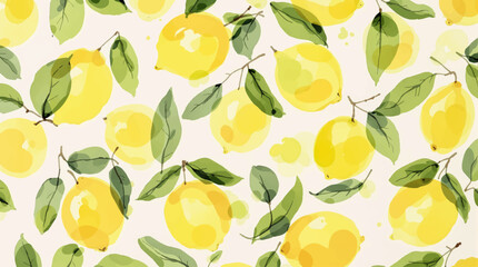 Hand drawn watercolor lemon Sicilian painting on white background. Fruit vector illustration. Pattern watercolor fruit.	