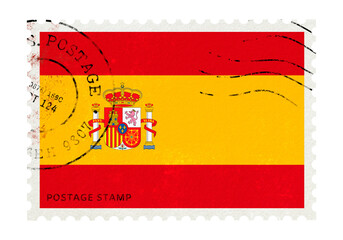 Spain flag png post stamp sticker, transparent background