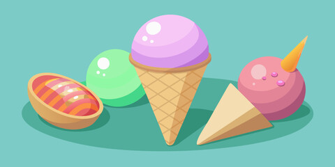 Colorful Ice Cream Treats and Easter Eggs
