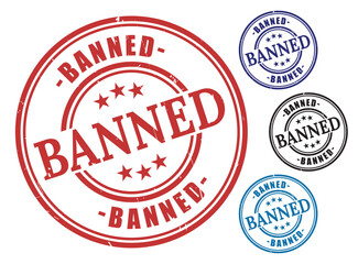 Forbidden Access Stamp Icons, Banned Content Label Vector Pack