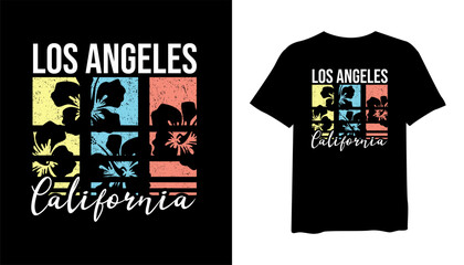 Los Angeles Calfornia t-shirt design. hibiscus flowers silhouette t shirt design. t-shirt design vector for print. California logo design vector illustration. quotes for t shirt