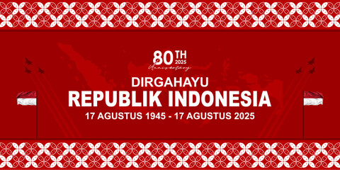 Dirgahayu Republik Indonesia – 17 Agustus 2025. Translation Happy Anniversary of Republic of Indonesia – August 17, 2025). An elegant vector design to celebrate Indonesian Independence Day
