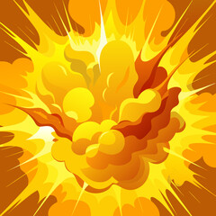 Bright Yellow and Orange Comic Book Explosion Illustration