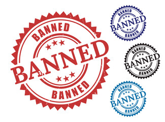 Access Denied Badge Set, Banned and Blocked Stamp Vector Icons