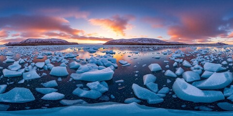 Ice and glacier shores - Equirectangular 360 degree landscape