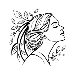line art vector of a woman's head with smooth ele silhouette art