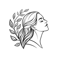 line art vector of a woman's head with smooth ele silhouette art