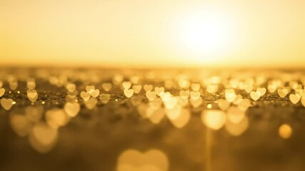 Golden heart bokeh background with sunset. - Powered by Adobe