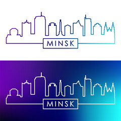 Minsk skyline. Colorful linear style. Single line. Editable vector file.