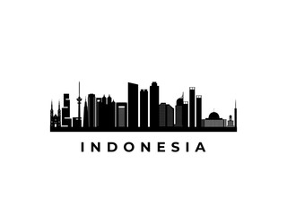 Vector Indonesia skyline. Travel Indonesia famous landmarks. Business and tourism concept for presentation, banner, web site.