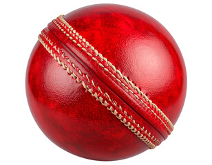  Used Red Cricket Ball with Worn Texture and Tilted Seam, Isolated PNG