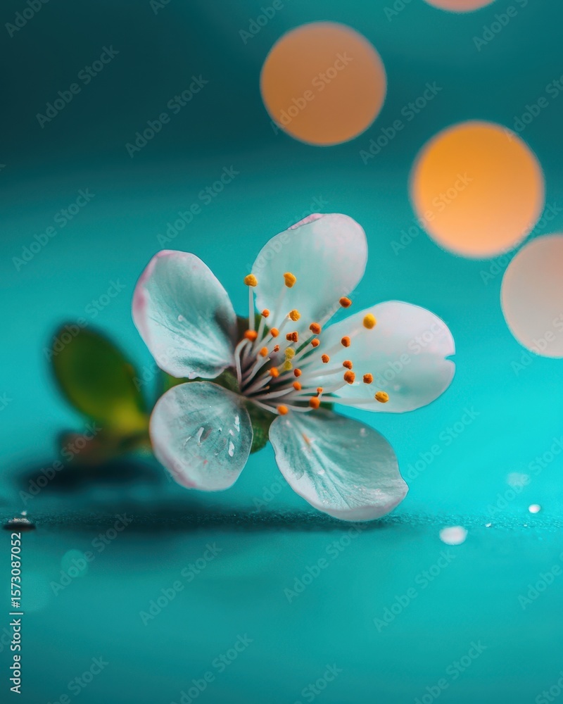 Poster delicate blossom with soft pastel background and gentle bokeh effect