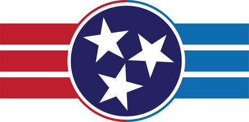 United States of North America Flag Style circle star logo design vector