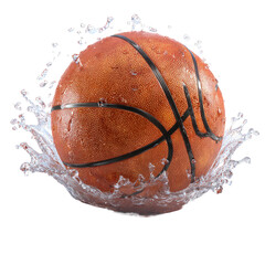 Basketball splash isolated on transparent background cutout