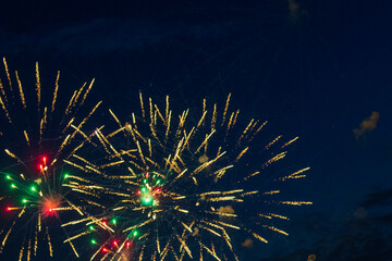 Shot of the fireworks in the night sky. Celebration