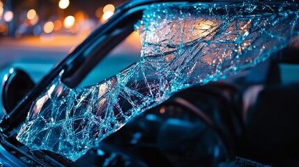 broken glass of a car