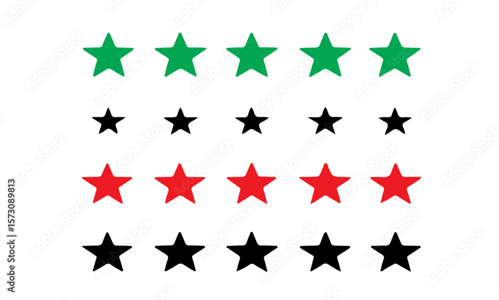 Aufkleber a set of stars arranged in rows with varying colors and white background