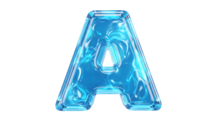 3D Blue Liquid Letter A on Black Background