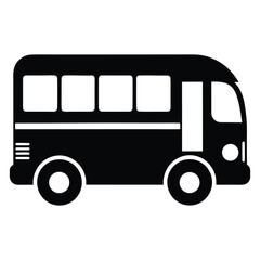 Stylized black silhouette of a bus isolated on white background