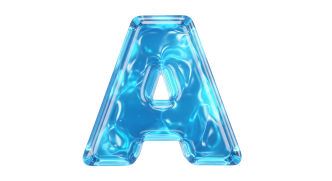 3D Blue Liquid Letter A on Black Background