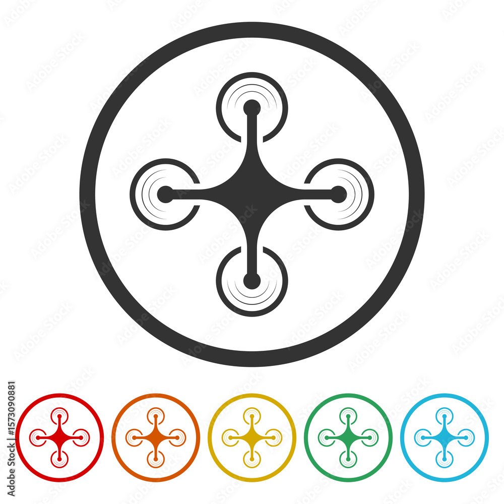 Poster simple drone icon. set icons in color circle buttons