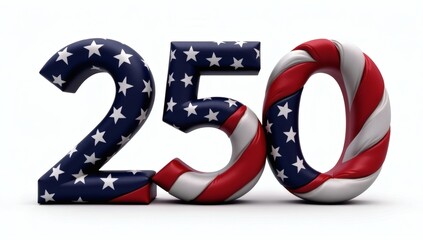 American Flag Themed Number Two Hundred and Fifty