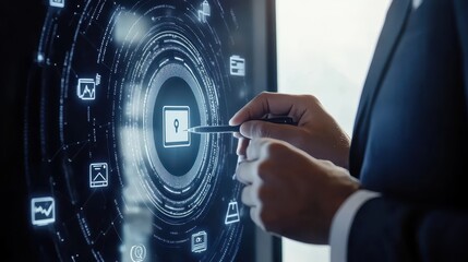 Modern Businessman Scrutinizes Online Validation Process and Data