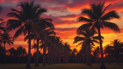 Obraz premium palm trees at sunset