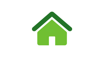 Green icon depicts a simple home graphic on a transparent background, perfect for real estate, sustainability, or environmental themes.