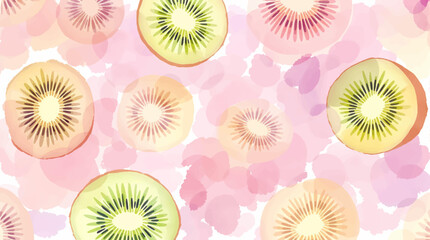 Watercolor background pattern kiwi on white background
