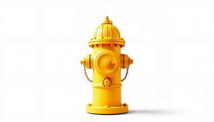 Yellow fire hydrant on white background in modern style  