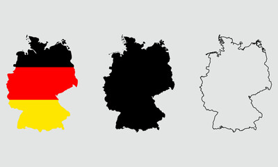 Obraz premium Germany map in outline style, black color, color of country flag version.