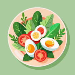 Healthy Salad with Hard Boiled Eggs and Vegetables