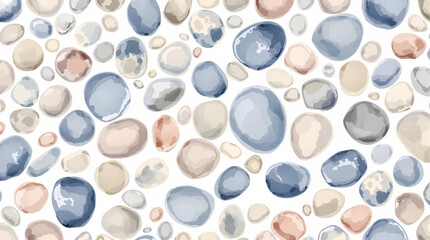 Watercolor color pebbles on white background